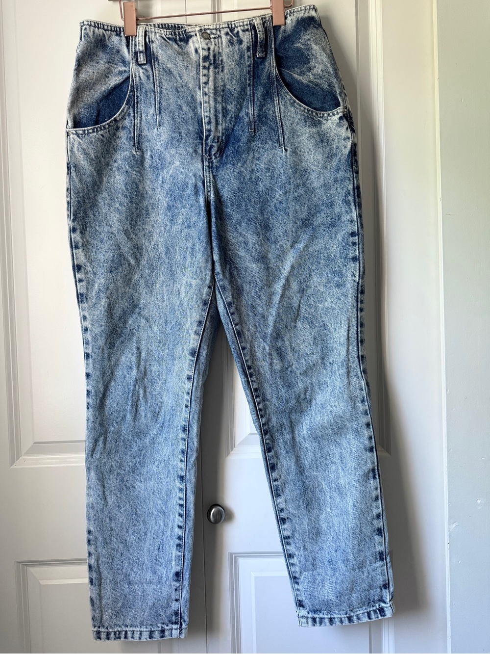 Bluesteel Jeanswear Acid Wash Mom Jeans High Rise Tapered Leg